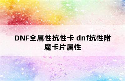 DNF全属性抗性卡 dnf抗性附魔卡片属性